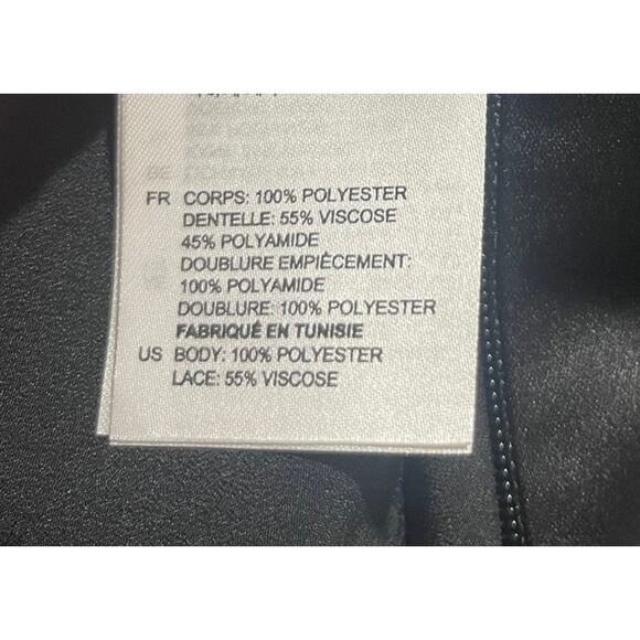 NWT Sandro Black Satin Lace Dress Cutout Back Shoulder Straps Size 3 (U.S. 6/8) - Picture 4 of 7